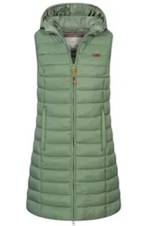 Geographical Norway Steppweste Damen Stepp weste Kapuze Übergangs Herbst Frühling Windbreaker Lang XXL (44)