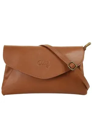 Cluty Abendtasche, echt Leder, Made in Italy braun