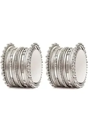 Shining Diva Armreif Set Oxidiert Versilbert, Material: Messing (Armreif-Satz von 40 Stück), Langanhaltendes Finish, Für Frauen & Mädchen silberfarben