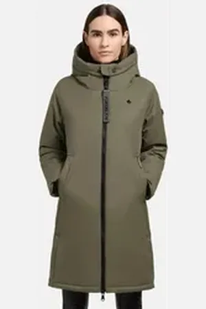 Khujo Kurzmantel Yaak3-YM urbaner Damen Parka mit gestepptem Innenfutter grün L (40)