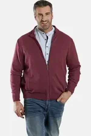 Charles Colby Strickjacke EARL THOMAS mit Details in Strukturstrick rot L (52/54)