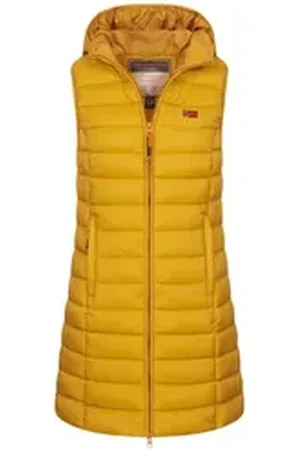 Geographical Norway Steppweste Damen Stepp weste Kapuze Übergangs Herbst Frühling Windbreaker Lang S (36)