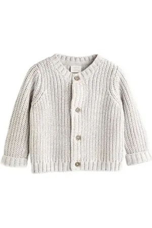 Next Strickjacke Grobgestrickte Baby-Strickjacke mit Strickerei (1-tlg) beige 56 (bis zu 1 Mon.)
