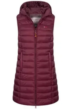 Geographical Norway Steppweste Damen Stepp weste Kapuze Übergangs Herbst Frühling Windbreaker Lang S (36)