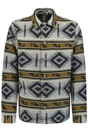 No Excess Langarmshirt Overshirt Button Closure Pattern XL