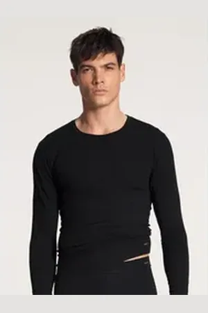 Calida Langarmshirt Cotton Code mit Rundhalsausschnitt schwarz L (52/54)