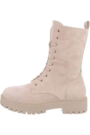 Ital-Design Damen Schnürschuhe Freizeit Schnürstiefelette (84338339) Blockabsatz Plateaustiefeletten in Beige beige|braun 39 EU