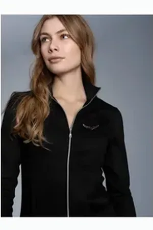 Trigema Sweatjacke Jacke mit Kristallsteinen (1-tlg) schwarz XXXL