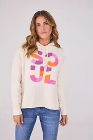 Lieblingsstück Sweatshirt CyrenaL mit Buchstabendruck beige|braun 4XL
