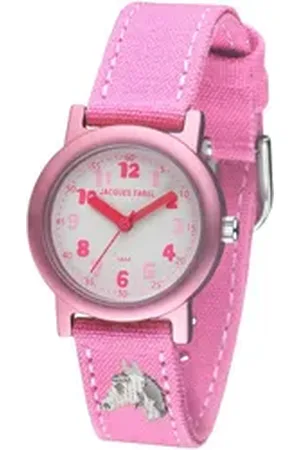 JACQUES FAREL Quarzuhr ORG 8821, Pferdeuhr, Kinderuhr, Mädchenuhr, ideal auch als Geschenk, mit Pferdemotiv rosa