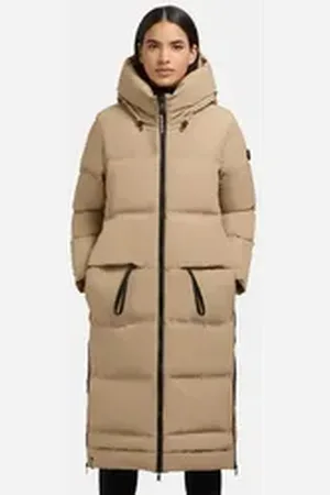 Khujo Steppmantel Aroma-YM Gesteppter Damen Wintermantel mit hohen Gehschlitzen braun L (40)