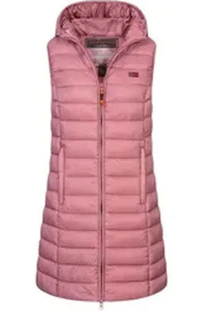Geographical Norway Steppweste Damen Stepp weste Kapuze Übergangs Herbst Frühling Windbreaker Lang M (38)