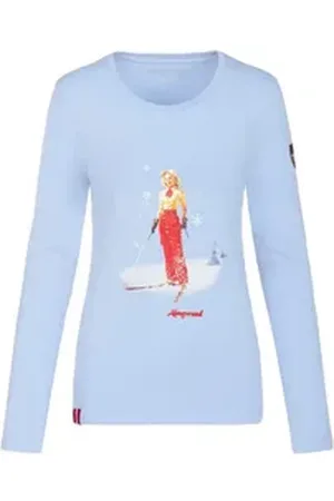 Almgwand Trachtenshirt Longsleeve Damen - DACHSKOFELALM - hellblau blau XL