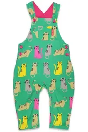 Toby Tiger Latzhose Latzhose mit Kätzchen Druck grün 104