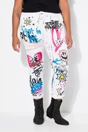 Angel of Style Angel of Style Funktionshose Hose Joggpants Crinkle mit Grafitti Elastikbund weiß 56