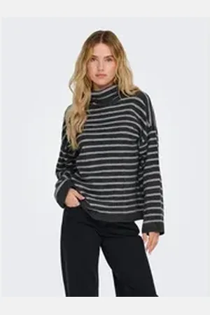 ONLY Rollkragenpullover ONLTALIO LS STRIPE ROLLNECK BF KNT grau XS (34)