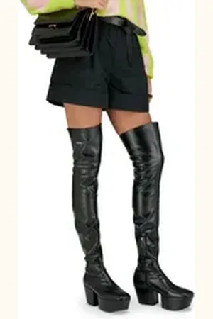 Prada Over-the-knee Platform Boots Overkneestiefel Debütiert Runway, auffälligen Absatz, Plateausohle gesetzt schwarz 38 EU