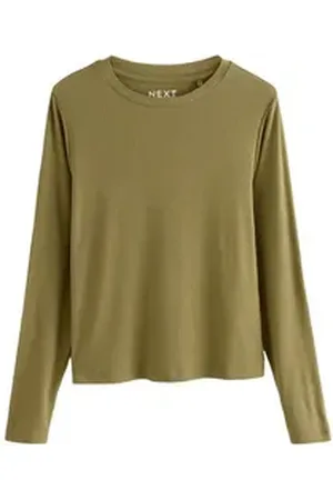 Next Langarmshirt Weiche, gerippte Langarmshirts mit Lyocell (1-tlg) grün M