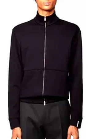 HUGO BOSS Blouson Sidney Doppellagigen Jacke Stehkragen mit Kordelzug hinten schwarz
