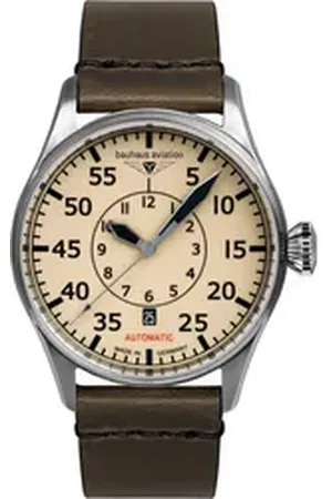 Bauhaus Automatikuhr Navigator 2756-5, Armbanduhr, Herrenuhr, Made in Germany, Mechanische Uhr, Lederarmband braun