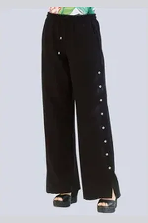 ALBA MODA Palazzohose Marlenehose mit Zierknöpfen an den Seiten schwarz 46