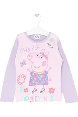 Peppa Pig Langarmshirt Peppa Wutz Mädchen Shirt aus Baumwolle Gr. 98-116 cm lila|rosa 116 cm