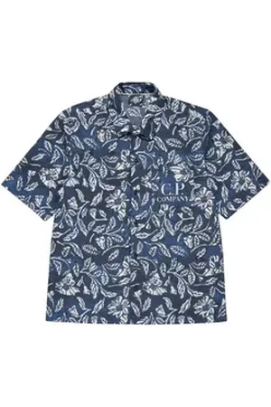 C.P. Company Langarmhemd All Over Popeline Hemd kurzarm blau S