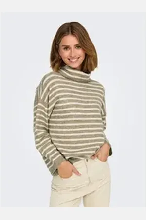 ONLY Rollkragenpullover ONLTALIO LS STRIPE ROLLNECK BF KNT braun L (40)