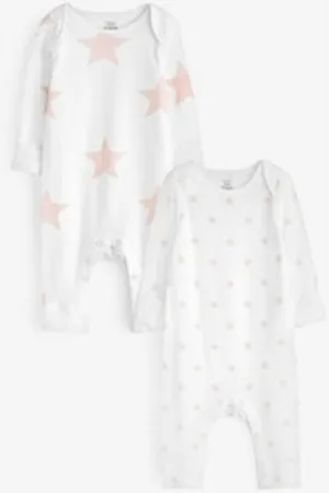 Next Schlafoverall Hautfreundliche Baby-Strampler, 2er-Pack (2-tlg) rosa 68-74 (6-9 Mon.)
