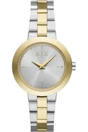 Giorgio Armani ARMANI EXCHANGE Quarzuhr AX5171, Armbanduhr, Damenuhr, Edelstahlarmband, analog, Glassteine goldfarben