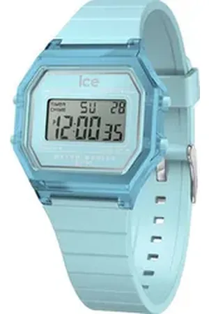Ice-Watch Chronograph ICE digit retro - Clear - Small 022888, Armbanduhr, Quarzuhr, Damenuhr, Silikonarmband, Datum, digital blau