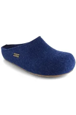 Haflinger Filz-Pantoffel Grizzly Michel Hausschuh breites Komfortfußbett blau 41 EU
