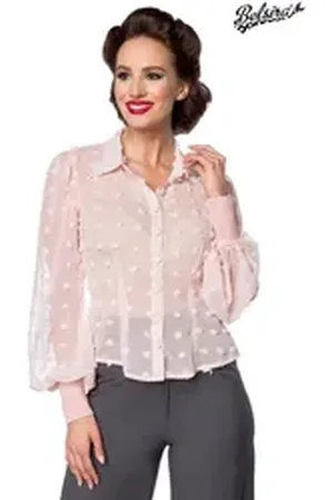 Belsira Hemdbluse - Vintage-Bluse - (2XL,3XL,4XL,L) rosa M