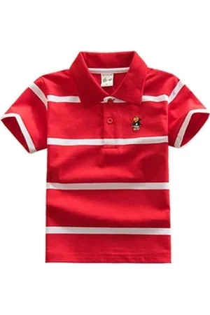 DEBAIJIA Poloshirt Jungen Poloshirt Kinder Oberteile T Shirts 1-12T Baumwolle Sommer rot 110
