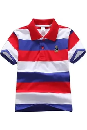 DEBAIJIA Poloshirt Jungen Poloshirt Kinder 1-12T Baumwolle Atmungsaktiv Sommer rot 130