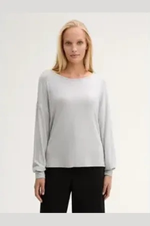 TOM TAILOR Langarmshirt Loose Fit Langarmshirt grau L