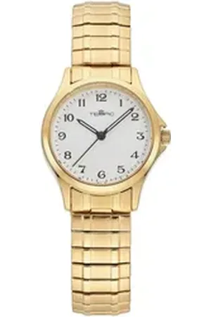 TEMPIC Quarzuhr, Armbanduhr, Damenuhr, analog, Flexband, Zugband goldfarben