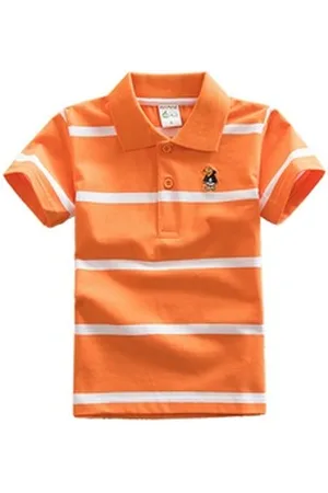 DEBAIJIA Poloshirt Jungen Poloshirt Kinder Oberteile T Shirts 1-12T Baumwolle Sommer orange 140