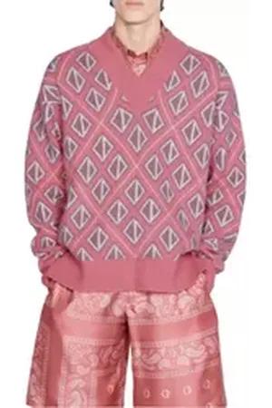 Dior Strickpullover CD Diamond Handgestrickt Vintage Pullover Handgefertigter Vintage-Look, Unisex rosa