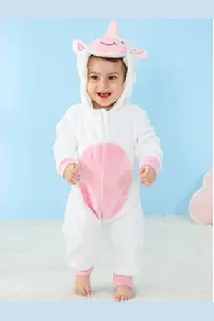 DEBAIJIA Pyjama Winter Baby 0-24M Tier Strampler Mädchen Junge Süß Pyjama weiß 90