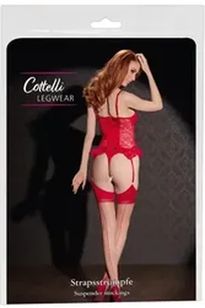 Cottelli Collection Cottelli LEGWEAR Strapsstrümpfe Cottelli LEGWEAR - Straps - Strümpfe - (2,3,4,5) rot 4