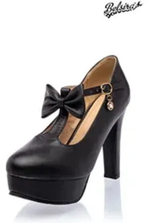 Belsira Retro Riemchen-Pumps - (37,38,39,40,41) High-Heel-Pumps schwarz 38 EU