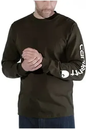 Carhartt Langarmshirt Herren Langarmshirt Relaxed Fit Heavyweight Long-Sleeve Logo Sleeve Graphic Adult grün S