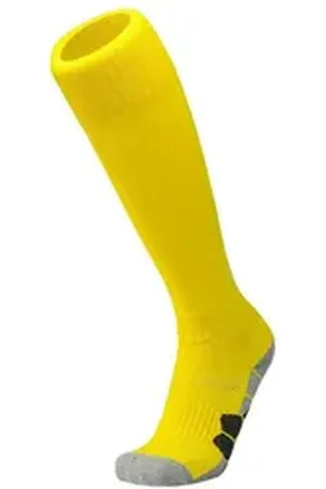 DEBAIJIA Fußball Stutzenstrümpfe Unisex Fußballsocken Sportsocken Knie Lang Atmungsaktiv gelb L(EU 40-43)