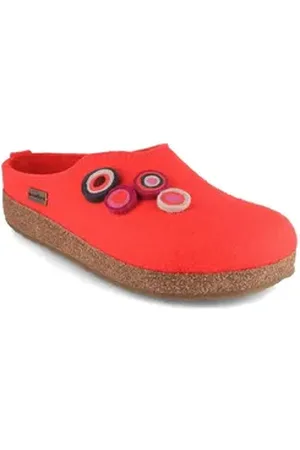 Haflinger Grizzly Kanon Damen Filzpantoffeln, coral, filz, motiv, pantoffeln Hausschuh atmungsaktiv rosa 40 EU