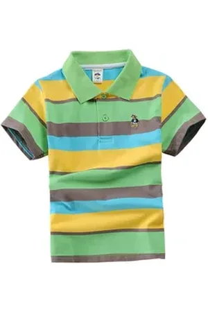 DEBAIJIA Poloshirt Jungen Poloshirt Kinder 1-12T Baumwolle Atmungsaktiv Sommer grün 140