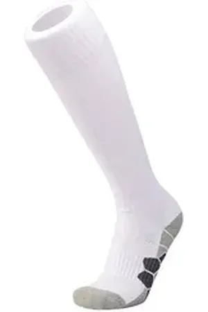 DEBAIJIA Fußball Stutzenstrümpfe Unisex Fußballsocken Sportsocken Knie Lang Atmungsaktiv weiß L(EU 40-43)