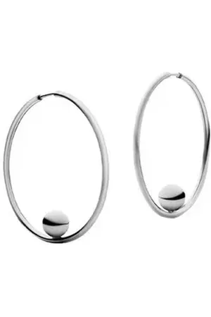 Jukserei Paar Creolen Damen Silber - Alba Ohrringe - Kreolen mit Kugel 3,5 cm, Silber 925 silberfarben