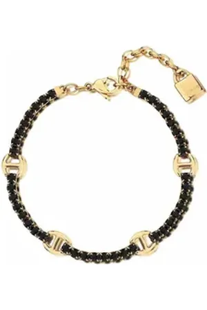 Brosway Kette mit Einhänger Shiny gold-plated bracelet with black zircons Desideri BEI079