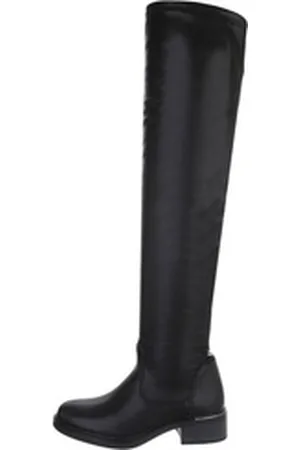 Ital-Design Damen Party & Clubwear Overkneestiefel (84463183) Blockabsatz Overknees in Schwarz schwarz 40 EU
